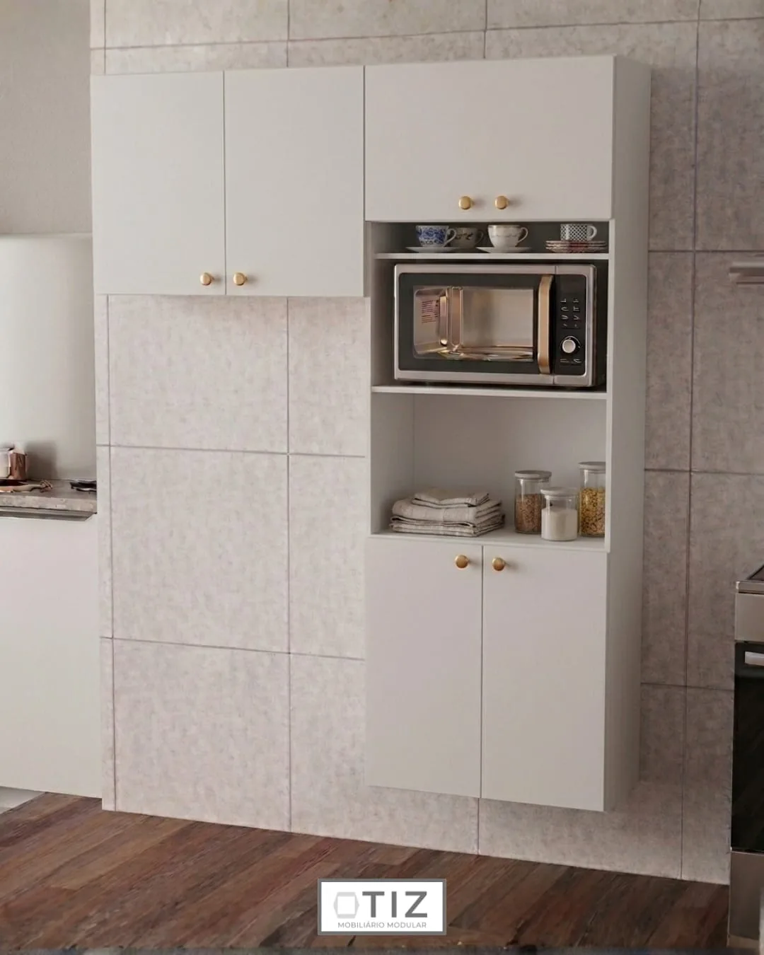Sugestão de configuração suspensa de cozinha com módulos OTIZ